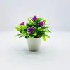 装飾的な花人工植物は、ホームデスクオフィスデスクトップ装飾用の偽の小さな盆栽の緑の葉を鉢植え