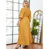Casual Dresses Women's Waist Dress Half Sleeve O-Neck Printed Fashion Solid Long For Women Large Size Robe Longue Mousseline Femme