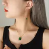 Halskette Ohrringe Set Persönlichkeit Schmuck Bankett Luxus Accessoires Retro Trend Smaragdgrün Anhänger Ohrring Kette