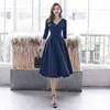 Casual Dresses V-Ausschnitt Prom Frauen Elegant Plus Size Empfang Frühling Herbst Dreiviertelärmel, figurbetontes Kleid Dame Büroarbeit Vestidos