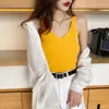 Kvinnors tankar V-ringning Camisole Summer Ice Silk Sticked Black and White Small Machine Base Shirt Sleeveless Top For Outer Wear