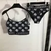 Biquíni com estampa de letras roupa de banho para mulheres roupas de banho para férias de verão para senhora sexy cuecas acolchoadas conjuntos de roupas íntimas