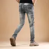 Jeans pour hommes été moto marée marque Version coréenne du petit pied mince Section mince pantalon élastique tout match