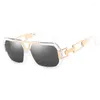 Lunettes de soleil 2023 mode Vintage luxe grand cadre femmes hommes marque Design Cool creux carré UV400 lunettes de soleil miroir lunettes