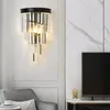 Lampada da parete Moderna Applique Oro Nero Luci Paralume in cristallo di vetro per camera da letto Comodino Soggiorno Bagno Decorazioni per la casa Illuminazione per interni