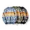 Herrtröjor Jul Pullover Korean tröja Autumn and Winter Mens Sticked Casual Men Cute Floral Print High Quality