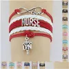 Charm Bracelets Infinity Love Nurse Nursing Lpn Cna Hat Heart Charms Bracelet Registered Adjustable Leather Women Men Jewelry Drop Del Dhsah