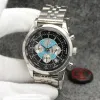 Transocean Herrenuhr, 44 mm, Quarz, Chronograph, Datum, Herrenuhren, hervorragende Armbanduhren mit Weltzeit-Schwarzzifferblatt und Kautschukband2370