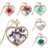 Crystal Glass Pendant Heart Necklace Creative Dry Flower Necklace Women's Fashion Accessories