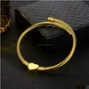 Bangle Customize Mom Gift Diy Lettering Women Love Peach Heart Charm Bracelet Gold Color Wire Jewelry Stainless Steel D1