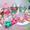 Sac tissé de nouveau style en été panier de légumes tissé boule de couleur arc-en-ciel sac de vacances à la plage étanche