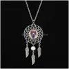 Pendant Necklaces Bohemian Ethnic Skeleton Feather Yoga Dreamcatcher Women Catholic Religious Jewelry Drop Delivery Pendants