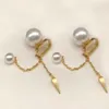 Trendiga Gold Rivet Choker -halsbandsarmband Pearl Earring Bijoux Chains For Lady Womens Party Wedding Lovers Gift Smycken med ruta 173b