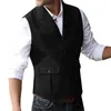 Hommes Gilets Haute Qualité Gilet Rétro V-revers Motif À Chevrons Simple Rangée Quatre Boutons Fête De Mariage Affaires Loisirs Voyage Banlieusard