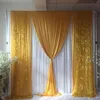 Luxuty Wedding bckdrop curtain 3m H x3mW white curtain with gold ice silk sequin drape backdrop wedding party decoration282l