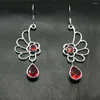 Dangle Earrings Big Promotion Blood Red Garnet For Women 2 1/4 Inch TK34