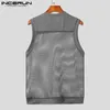 Män s tank tops 2023 män mesh lapptäcke transparent andningsbar o nack ärmlös sexig kläder sommar mode väster s 5xl incerun 230724