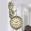 Zegarki ścienne Kreatywne dwustronne dekoracja domu Europejska salon paworek amerykański lekki luksusowy kwarc