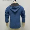 Herrtröjor män tröja huva stickade rockar hösten vinter tjock blå zip cardigan herr mode knitt hoodie tops blusa de frio masculino t230724