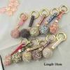 Keychains Lanyards Multicolor Rhinestone Crystal Ball Car Keychain Leather Strap Charm Pendant Key Ring Women Men Car Key Chains Fashion Jewelry J230724