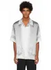 Camisa de botões CASABLANCA Guardian Gypsum Print preto e branco gradiente havaiano solta camisa de manga curta para homens e mulheres