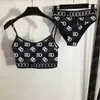 Biquíni com estampa de letras roupa de banho para mulheres roupas de banho para férias de verão para senhora sexy cuecas acolchoadas conjuntos de roupas íntimas