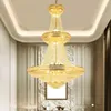 Lustres en cristal de luxe américains Grand long lustre européen en or Luminaire Villa Hall Lobby Parlor Staricase Hotel Lustres Home Living Room Lamparas