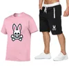 Herrspårar Summer Outdoor Sports Jogging Shortsleeved Suit Ghost Rabbit Print Bomull T -skjorta Shorts Comfort Women '230724