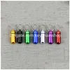 Key Rings Travel Aluminum Alloy Waterproof Pill Box Case Keyring Chain Medicine Storage Organizer Bottle Holder Container Keychain Dro Dhikt