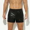 Herr shorts gyllene färg pu läder byxor avslappnad kort promenad sommar mode trend klubb punk stil för män