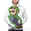 Herren-Kapuzenpullover, Herren-Sweatshirt für Damen, lustiger Luigi – Super Smash Bros.-Druck, lässiger Kapuzenpullover, Streatwear