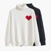 Designer tröja älskar hjärta en man kvinna älskar par cardigan stickad v runda hals hög krage kvinnor mode bokstav vit svart långärmad kläder