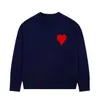 2024 Paris Fashion Mens Designer Amies Sticked brodered Red Heart Solid Color Big Love Round Neck Long Sleeve Shirt Tröja Man Women Pullover Winter Knitwear