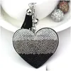 Bierek Lanyards FL Crystal Rhinestone Heart Flag z breloką Bling Sier Sier Plated Cain Kluczowe pierścienie Wiszące samochód moda PL