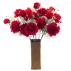 Fiori Decorativi 60 Cm Tre Teste Di Seta Rosa Fiore Artificiale Decorazione Della Festa Nuziale Bouquet Camera Tavolo Da Giardino Ramo Lungo Finto Fai Da Te