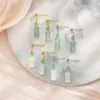 Chinese Stijl Bamboe Joint Hotan Jade Oorhaak Oorbellen voor Vrouwen Meisjes Delicate Elegante Ronde Kraal Bamboe Jade Dangle Oorbellen