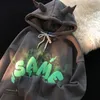 هوديز للرجال Sweatshirt Star التطريز الخريف خمر الأكمام الطويلة Zip up مقنعين السترات الشارع السيدات غير الرسمي Harajuku Sweatshirts 230724