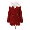 Trenchs pour femmes vêtements rembourrés en coton blanc col en laine Parka longueur moyenne à capuche hiver chaud manteau de velours