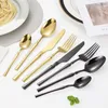 16pcs Cutlery Set Tableware Forks Knives Spoons Dishwasher Safe Gold Stainless Steel Western Dinnerware Silverware Wedding Gift L230704