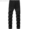 Men's Jeans Denim Jeans Design Fashion Lacquer Foot Casual Pants Stretch Regular Fit Black Long Jeans Men's New Four Season Plus Size L230724