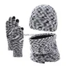 Cappelli Sciarpe Guanti Set Casual Inverno Caldo Veet Cappello Sciarpa Set per uomo Donna Berretti da equitazione all'aperto Protezione per il collo 3 pezzi / set Dhkt5