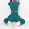 Set attivi Completi da yoga senza cuciture da donna Set da 2 pezzi Pantaloni da palestra per allenamento Top corto a maniche corte in Ropa Deportiva Mujer abbinata