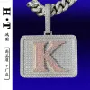 Pingente de letra Hip Hop personalizado com letra k incrustado em zircônio emendado colar masculino Hip Hop Ins