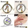 Hanger Kettingen Bloem Vogels Kolibrie Ronde Ketting 25Mm Glas Cabochon Sier Plated/Crystal Sieraden Vrouwen Verjaardagscadeau 50Cm Dro Dhwyx