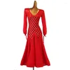 Stage Wear Modern Ballroom Dance Dresses Polka Dot Gown Dress Foxtrot Women Waltz Skirt Red Black MQ245