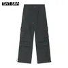 Men's Pants TINT ERA Khaki Cargo Men Parachute Hip Hop Black Trousers Male Gray White Spring Streetwear Casual Loose Pleated