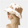 Stingy Brim Hatts Outdoor Casual Faux Fur Winter For Women Black White Cow Print Bucket Hat Men Fisherman Cap Delivery Mode A DHSUW