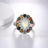 Pierścienie ślubne GZ Zongfa 925 Sterling Silver Natural Opal Damskie obrączkę 3.5 Kolorowy turmalin