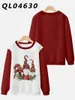 Felpe con cappuccio da uomo Uomo Donna Harajuku Streetwear Pullover con stampa rossa Top Felpe girocollo a maniche lunghe natalizie casual