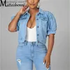 Femmes Vestes Femmes Sexy Déchiré Denim Crop Vestes Tops 2022 Dames Nouveau Vintage Casual Court Jean Veste Manches Bouffantes Femme Manteau Streetwear T230724